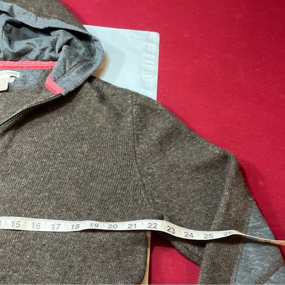 Carbon2Cobalt gray wool Sweater elbow patches Brown Lambswool Nylon Hoodie ¼ Zip - Picture 4 of 12